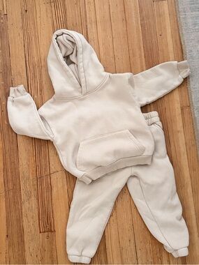 Kids Cream Hoodie & Jogger Set